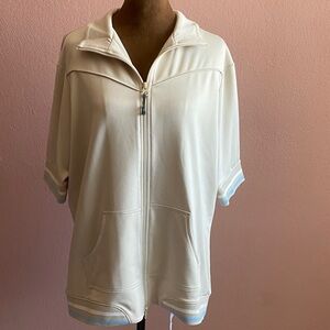 ATHLETA Cream Zip-Up Short Sleeve Jacket
